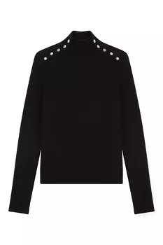 Черная кашемировая водолазка с пуговицами