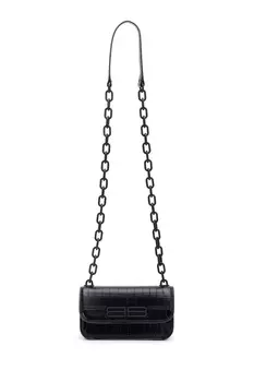 Черная сумка из кожи с тиснением