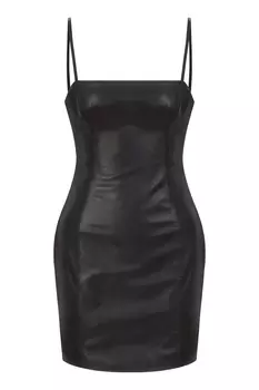 Черное кожаное платье