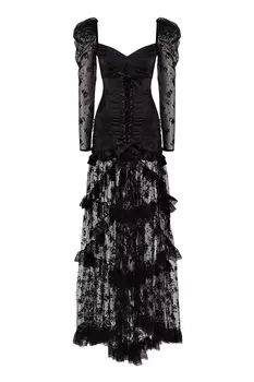 Черное кружевное платье