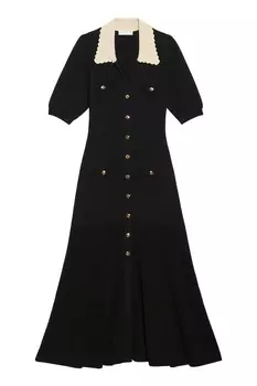 Черное платье с контрастным воротником