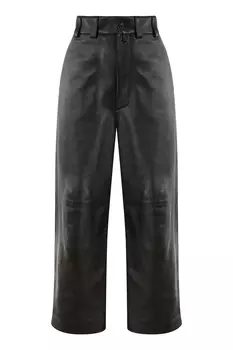 Черные брюки из кожи