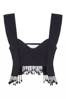 Черный кроп-топ в полоску