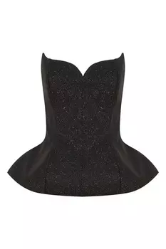 Черный топ без бретелей