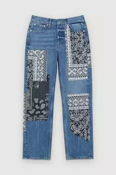Джинсы с аппликациями в стиле пэчворк