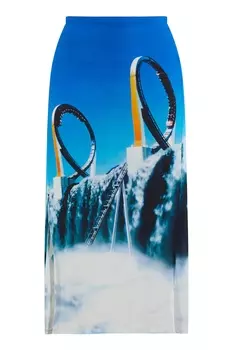 Голубая юбка с фотопринтом Paco Rabanne x Kimura Tsunehisa