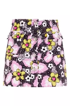 Хлопковая юбка с цветочным принтом