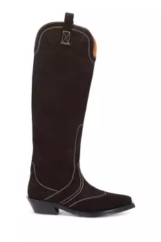 Коричневые сапоги из замши