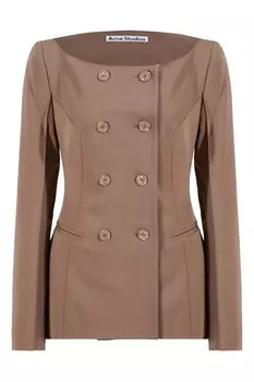 Коричневый двубортный жакет