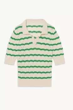 Кремово-зеленый трикотажный топ