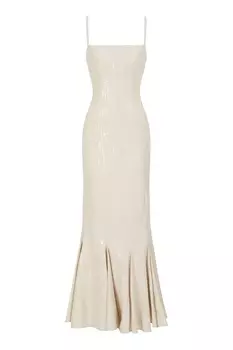 Кремовое платье с пайетками