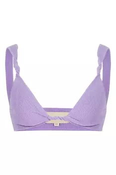 Лавандовый трикотажный кроп-топ Qamea