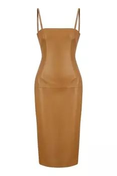 Платье из кожи цвета ореха
