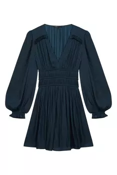 Синее платье с оборками