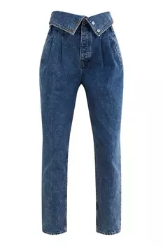 Синие джинсы с высокой талией