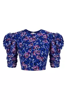 Синий кроп-топ с принтом Silva