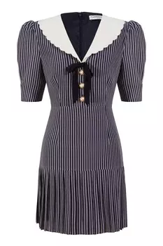 Темно-синее платье в полоску