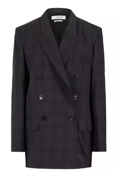 Темно-синий клетчатый жакет