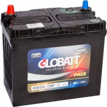 Globatt 60B24L (50R) с переходниками 500А обратная полярность 50 Ач (236x128x220)