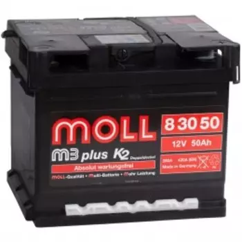 MOLL M3plus 50R (низкий) 420А Обратная полярность 50 Ач (207x175x175)
