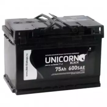 UNICORN BLACK 75L 600А прямая полярность 75 Ач (278x175x190)