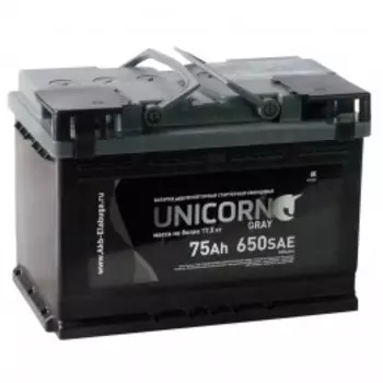 UNICORN GREY 75R 650А Обратная полярность 75 Ач (278x175x190)