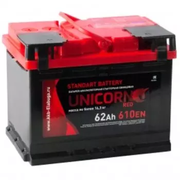 UNICORN RED 62R 610А Обратная полярность 62 Ач (242x175x190)