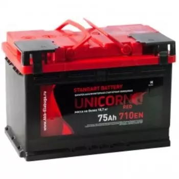 UNICORN RED 75R 710А Обратная полярность 75 Ач (278x175x190)