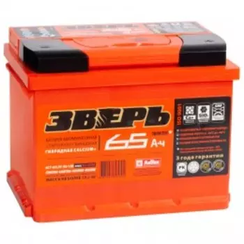 ЗВЕРЬ 65R 640А Обратная полярность 65 Ач (242x175x190)