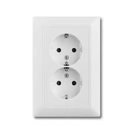 ABB BJB Basic 55 Бел Розетка 2-ая с/з моноблок, с защитными шторками