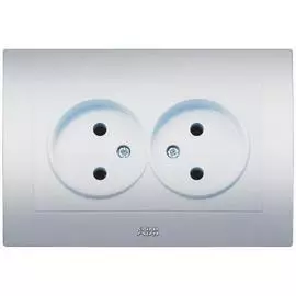 ABB Cosmo Алюминий Розетка б/з двойная