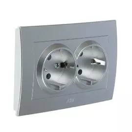 ABB Cosmo Алюминий Розетка с/з двойная