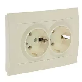 ABB Cosmo Крем Розетка с/з двойная