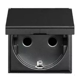 ABB NIE Zenit Антрацит Розетка с/з с защитными шторками с крышкой 2 мод