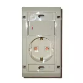 Anam Legrand Zunis Бежевый Блок Выключатель 1-клав с подсветкой + розетка с/з