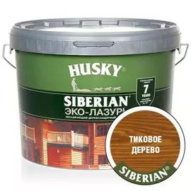 антисептик husky siberian полуматовая тиковое дерево (9л)