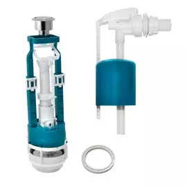 Арматура для бачка кнопочная (1-режим.мех.слива,бок.подв.,металл.кнопка)