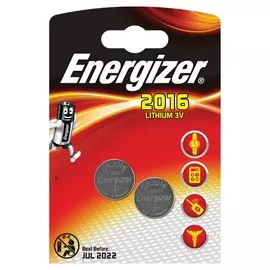 батарейка дисковая cr2016 energizer miniatures lithium, 2шт