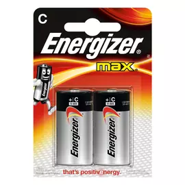 Батарейка средняя C алкалиновая Energizer MAX, 2шт