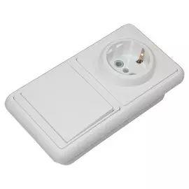 блок выключателя с розеткой (1кл, белый) белла з/к бквр-031