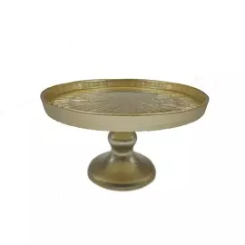 Блюдо на ножке 21см "Золотая кувшинка" АКСАМ стекло 16578A/1