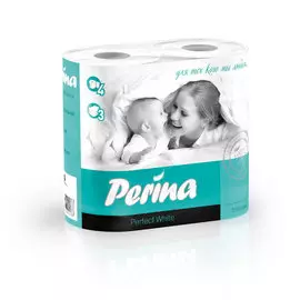 Бумага туалетная PERINA Perfect White 3слоя 4 шт