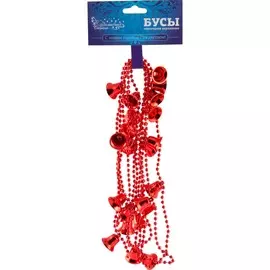 бусы 2,7м "колокольчики" волшебная страна цв.красный пластик 104003