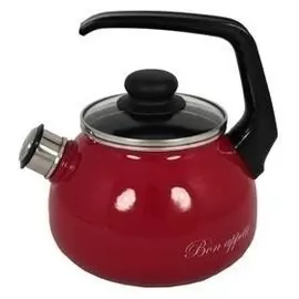 Чайник эмалированный 3,0л сферический BON APPETIT со свистком. вишня 1RC12