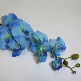 Цветок искусственный Орхидея крупная h=90см голубая