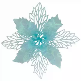 цветок на клипсе пуансеттия голубая