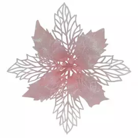 цветок на клипсе пуансеттия розовая