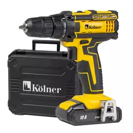 дрель аккумуляторная kolner kcd 18/2lс, 18в, 2а/ч li-lon, 10мм, (2 аккум и кейс) кн18-2лц