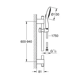 душевой гарнитур grohe power&amp;soul 27738000