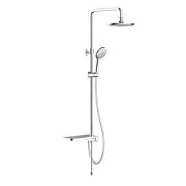 душевая стойка с верхней лейкой iddis ray, хром